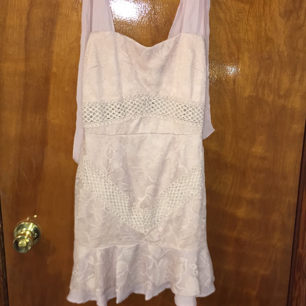 Lace tie shoulder bodycon mini dress